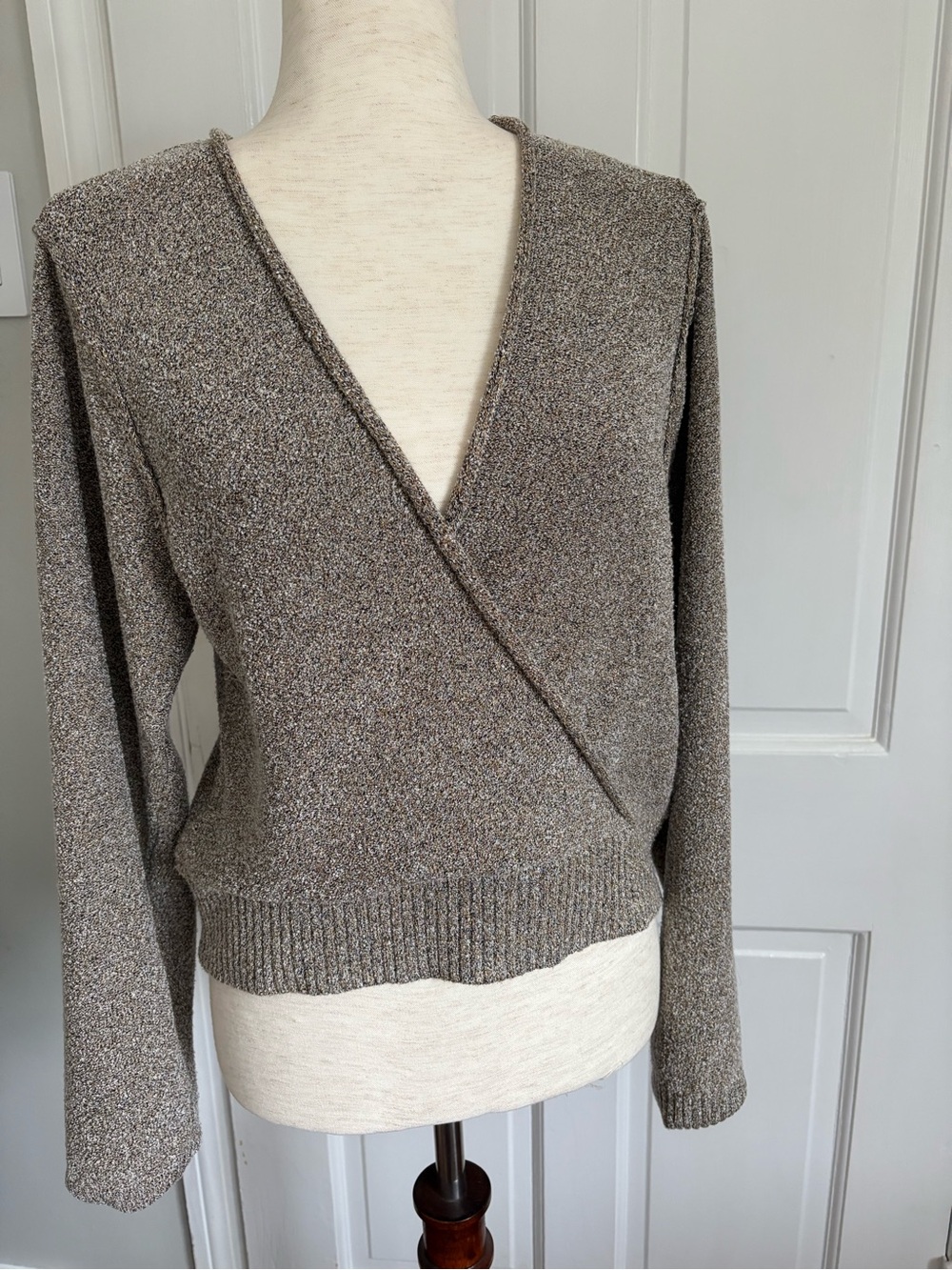 Free People faux wrap sweater in gold